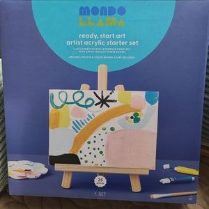 Mondo Llama Artist Acrylic Starter Set Brushes Palette Color Mixing Chart Easel
